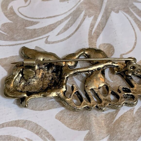 Vintage JESUS Rose Brooch Gold Tone 2.5” Long Gorgeous - Picture 4 of 4